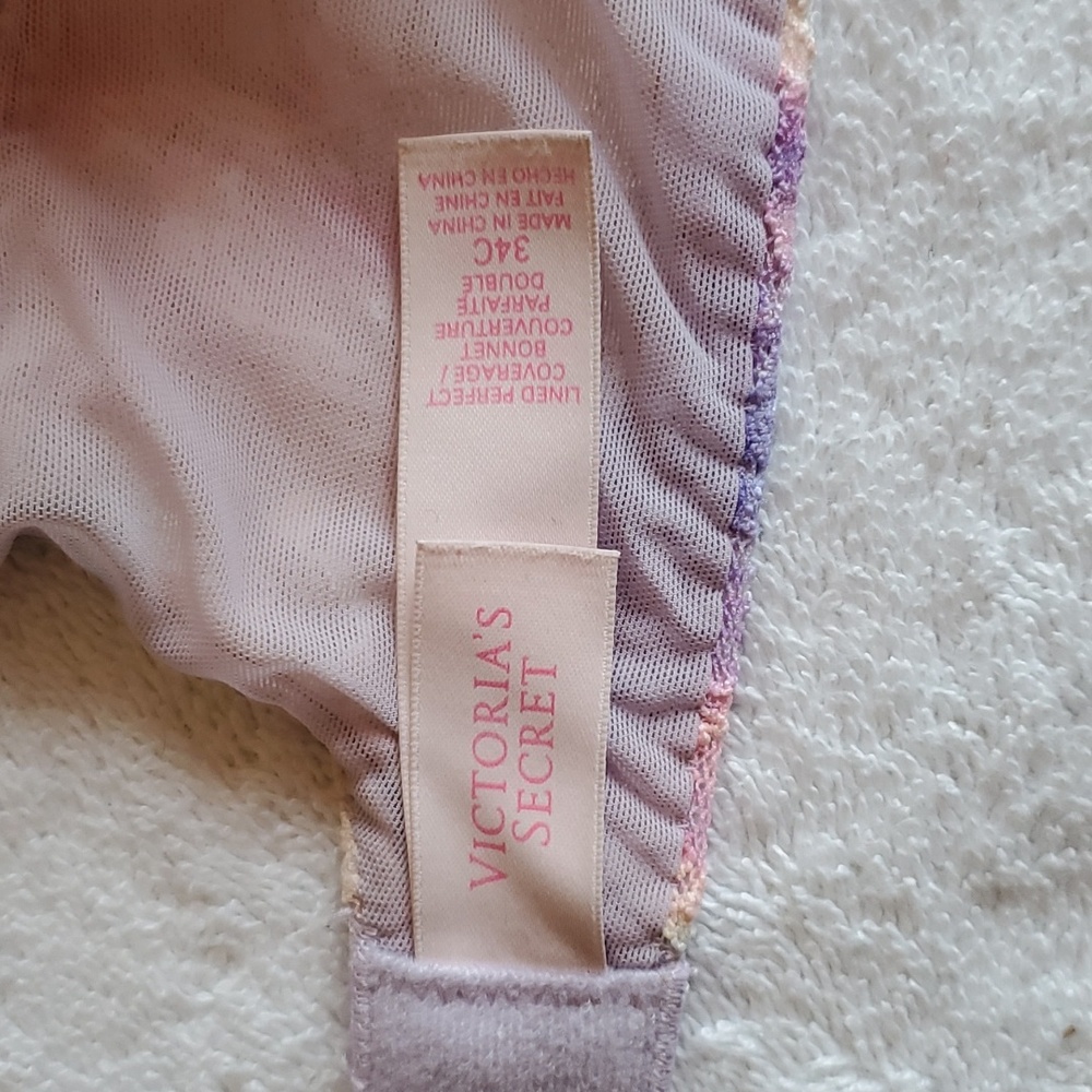 Victoria's Secret Lined Perfect Coverage Bra in Pastel TyeDye Lace Size 34C - Picture 4 of 4